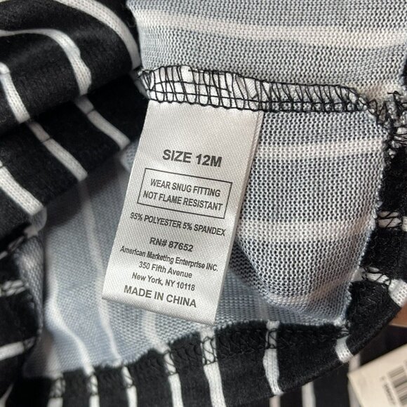 Nightmare Before Christmas 12 Month Jack pajama set Black White Stripe - Picture 8 of 13